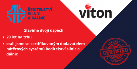 VITON s.r.o. oslavuje 20 let na trhu s certifikací pro Ředitelství silnic a dálnic